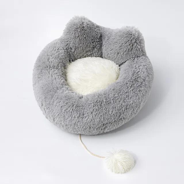 Four Seasons Pet Cartoon Plush Round Nest Grey - Shop at LoveMi
