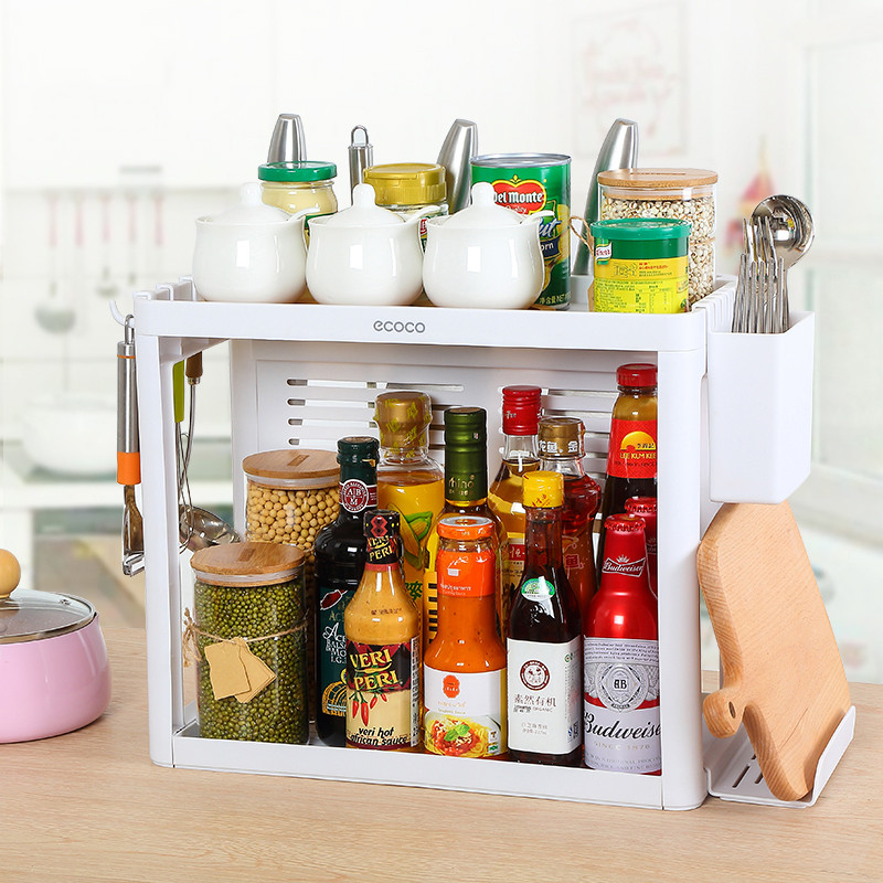 Title 1, Double-layer kitchen shelf knife rack storage box