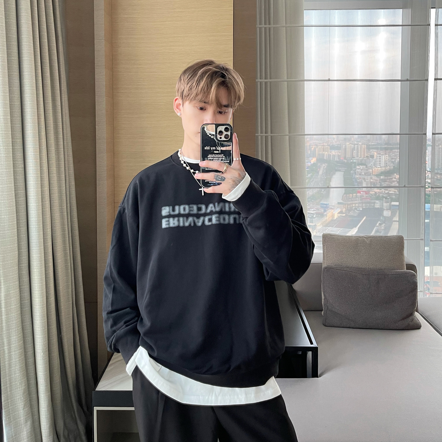 Autumn And Winter All-match Letter Printing Sweater Men's Casual