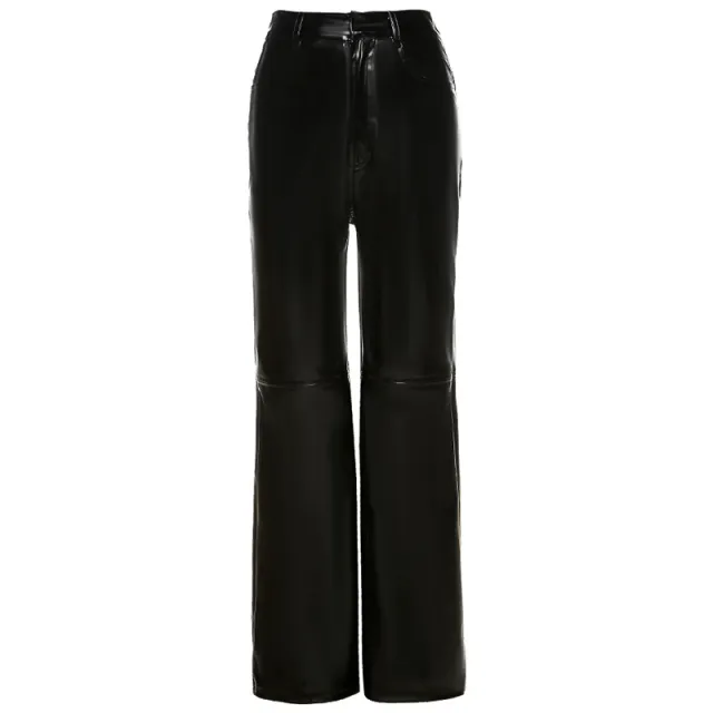 High Waist Bag Hip Fashion Street Style PU Trousers Women Black - Shop at LoveMi