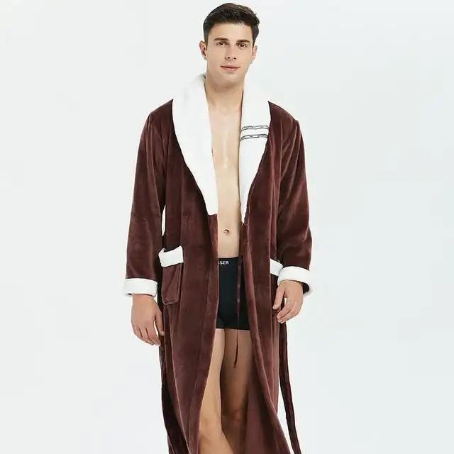 Winter Flannel Lovers Robe Gown Elegant Solid