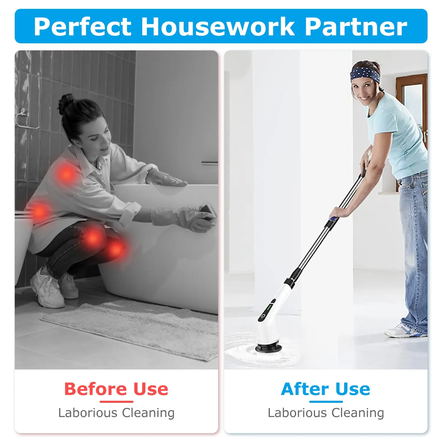 Electric Spin Scrubber Cordless Rechargeable Telescopic Cleaning