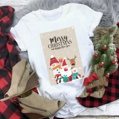 Christmas T-shirt Women's Summer Plus Size With Short Sleeves - C24-Child Xs - View 1