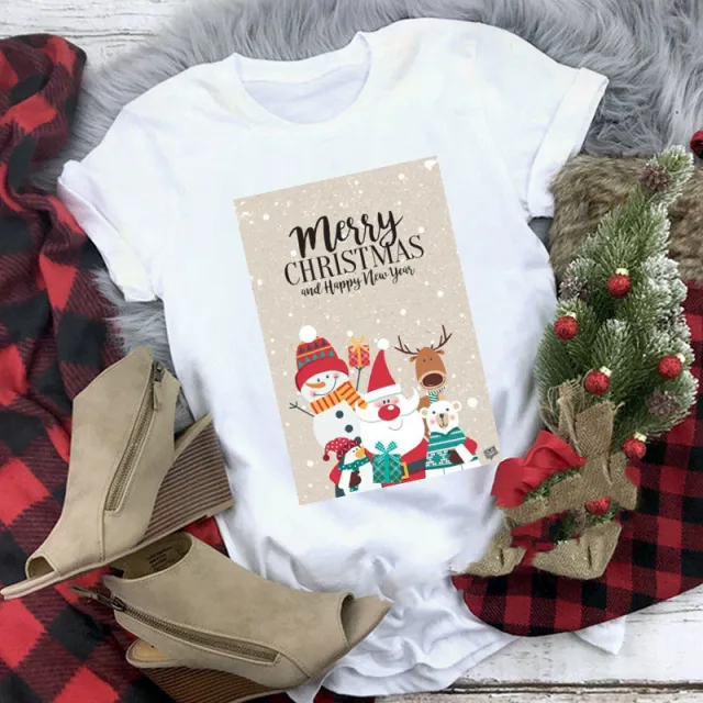 Christmas T shirt Women's Summer Plus Size With Short Sleeves C24 Child Xs - Shop at LoveMi