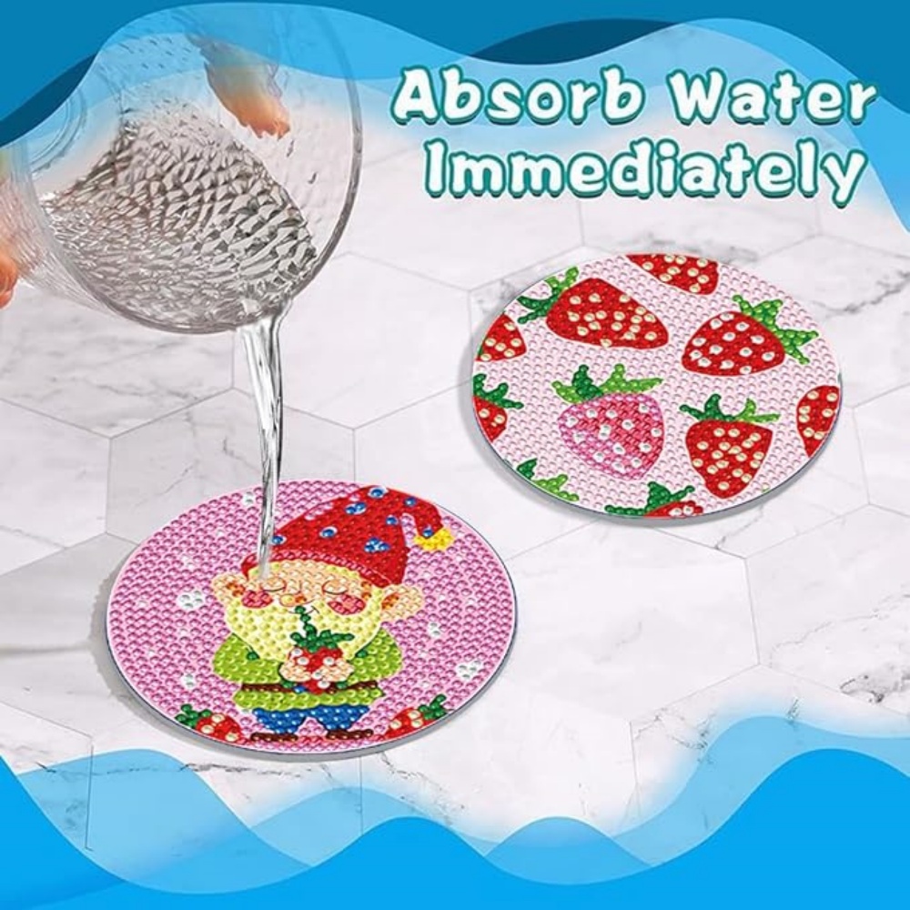 Diamond Art Drawing Coaster With Bracket, DIY Valentine's Day Pattern Diamond Art Coaster, Suitable For Adults And Beginners Diamond Drawing Kit, Diamond Kit Craft Supplies, Exquisite Gifts F