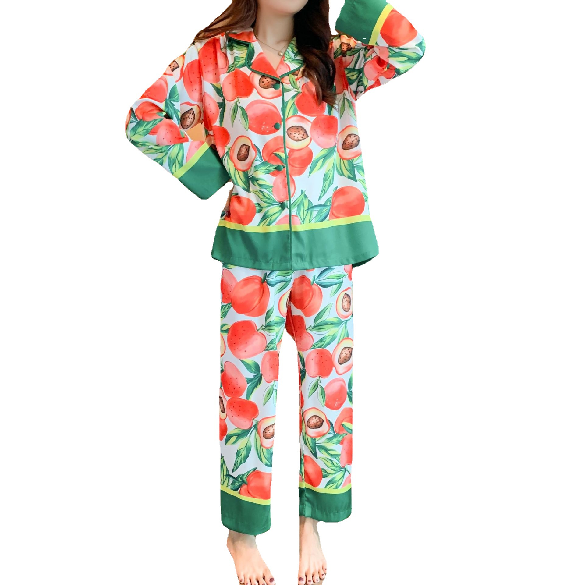 Title 6, Fruitgeprinte huiskleding net rood pyjamas, co...