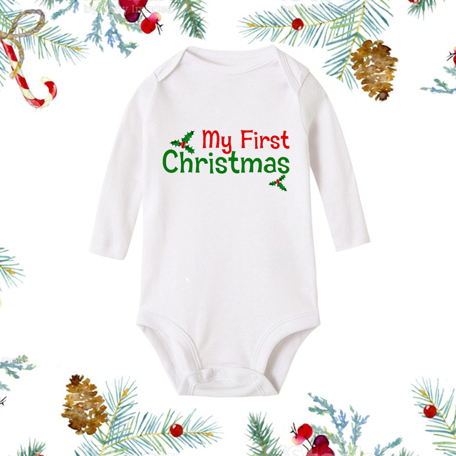 Christmas Newborn Baby White Long Sleeve Jumpsuit — foto 15