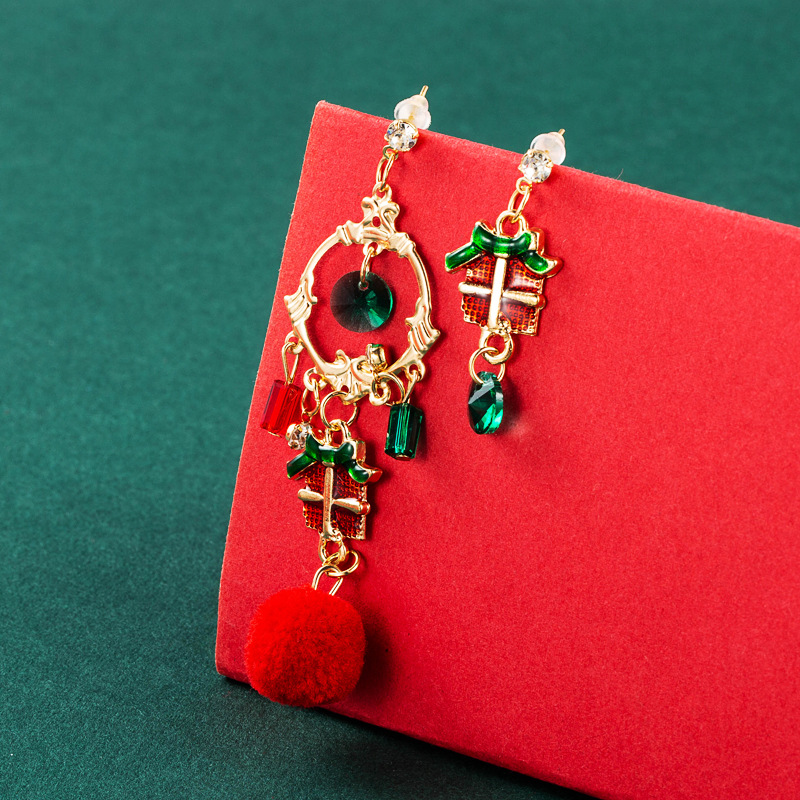 Creative Alloy Santa Claus Christmas Tree Gift Box Hair Ball Pendant