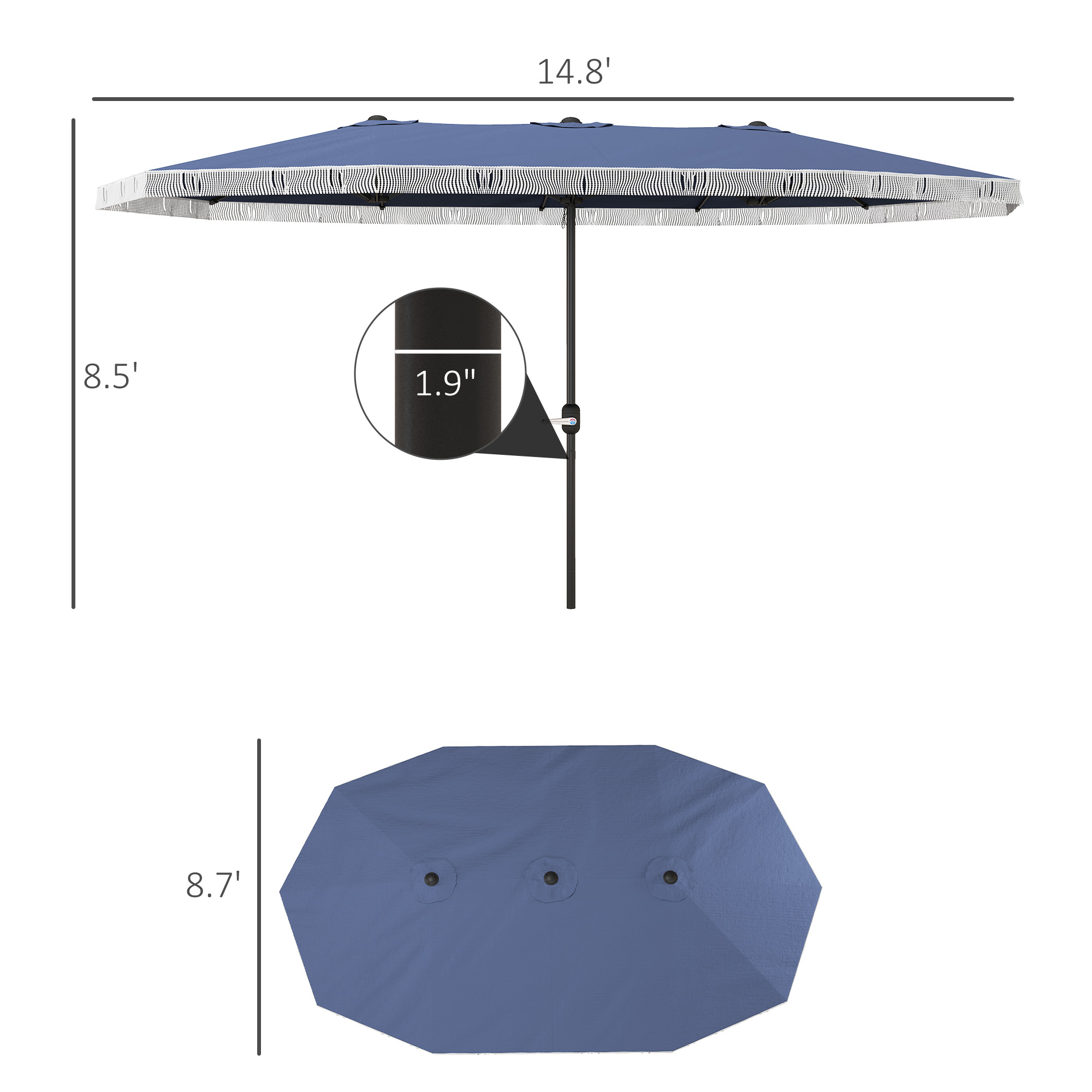 15ft Rectangle Patio Umbrella Double-Sided ELIANE Patio Umbrella Covers – 15ft Rectangle Patio Umbrella Double-Sided ELIANE