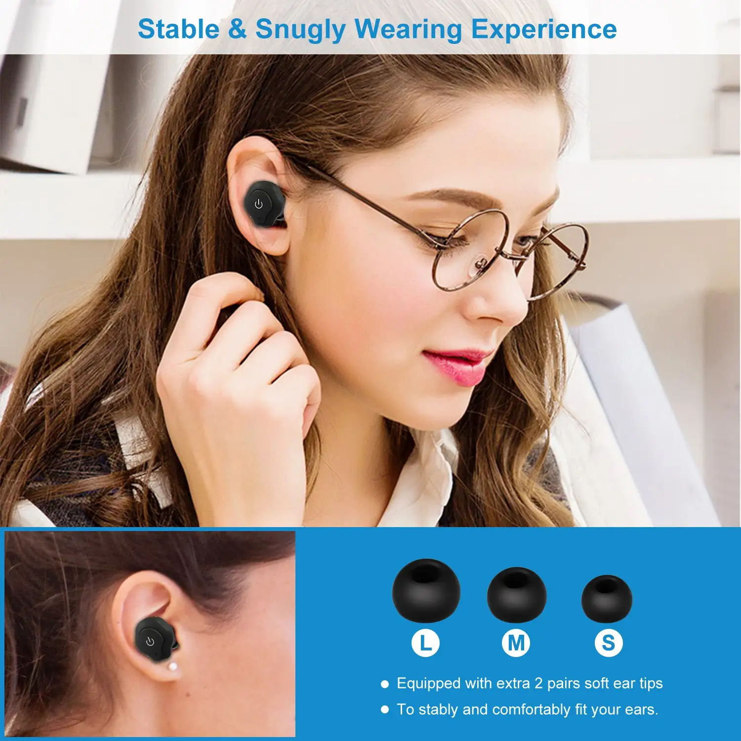 1 Pair True Wireless Earbuds CSR V4.2 In-ear Stereo Headsets IP44 Waterproof Apt-X TWS Headphones Noise Cancelling With Mic For Business Driving Walking