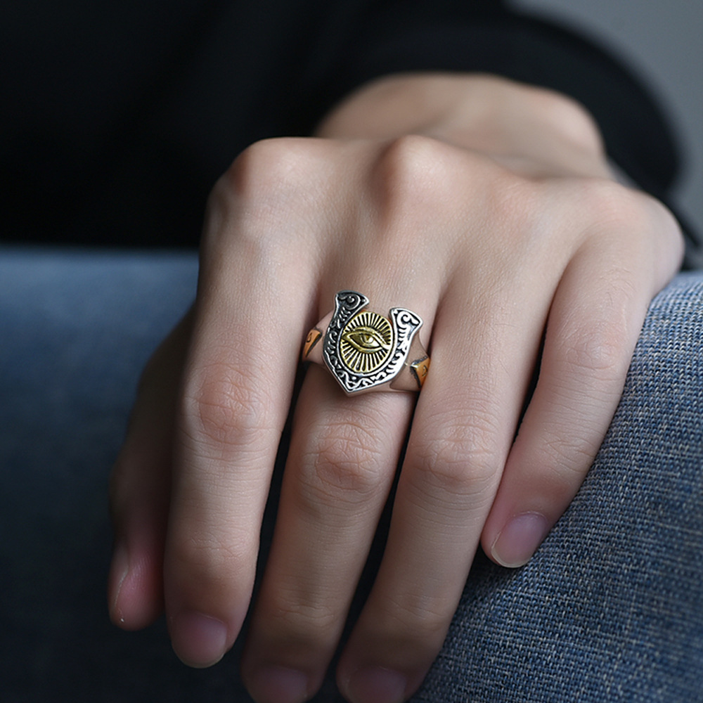 Personality Punk Ring Thai Silver Hip-hop Wisdom God's Eye Live Mouth