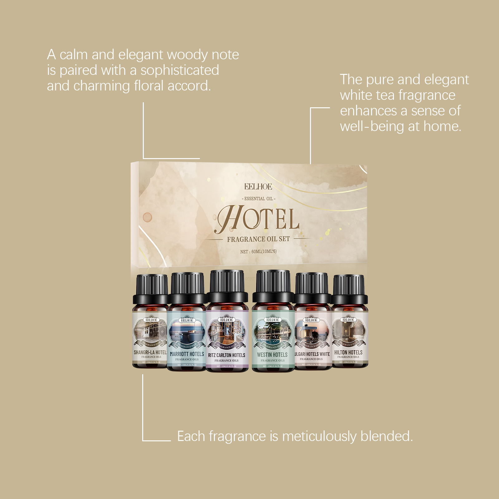 Hotel Fragrance Oil Set, 6 Pack Premium Scented Oils For Diffuser, Candle Making & Room Spray, Aromatherapy Essential Oils Gift Set For Home