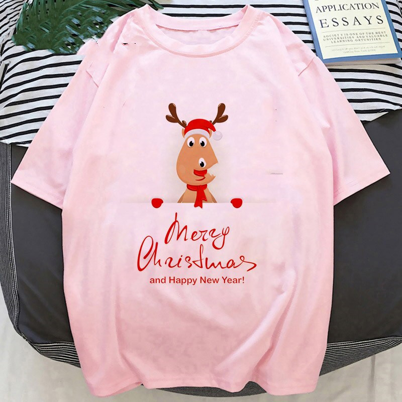 Title 8, Cartoon Santa Christmas Deer Print T Shirt