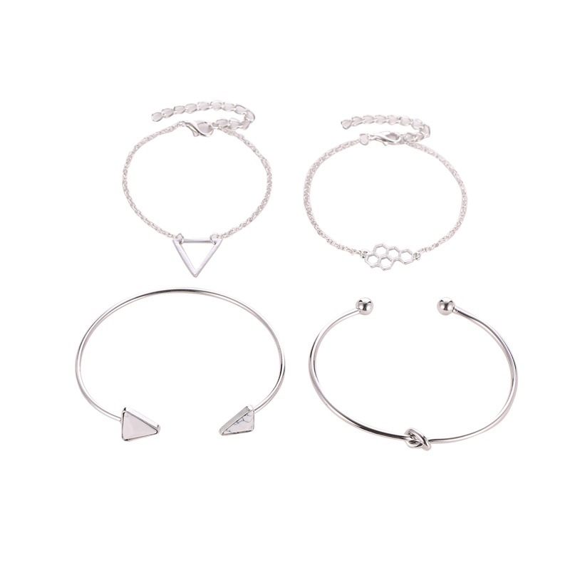 Boho Style Knotted Triangle 4 Piece Set Bracelet