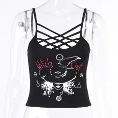 Dark Girl See U In Hell Print Suspender European And American Summer Sexy Small Vest - 1 Style - View 1
