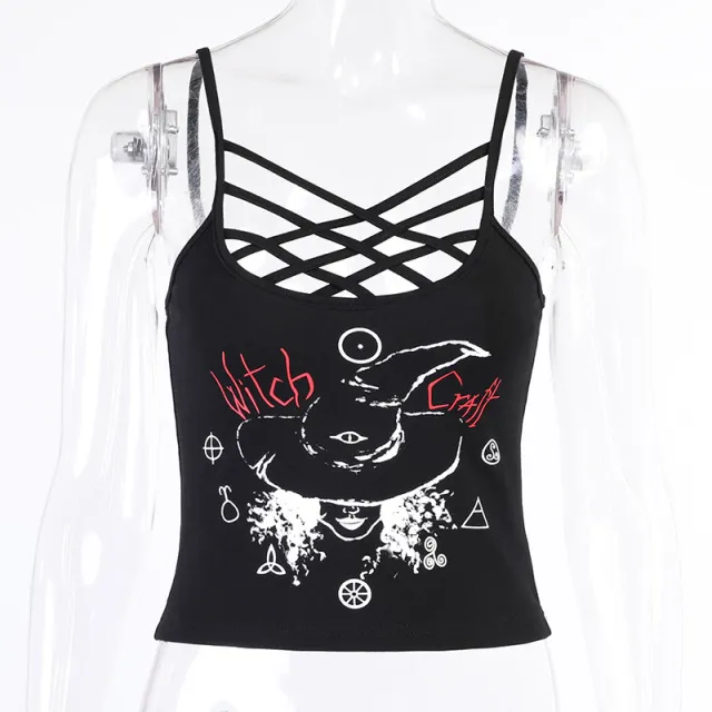 Dark Girl See U In Hell Print Suspender European And American Summer Sexy Small Vest 1 Style - Shop at LoveMi