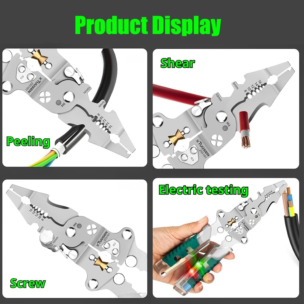 Electrician Pliers, 18-in-1 Foldable Wire Stripper, Insulated Handle Alloy — image 6