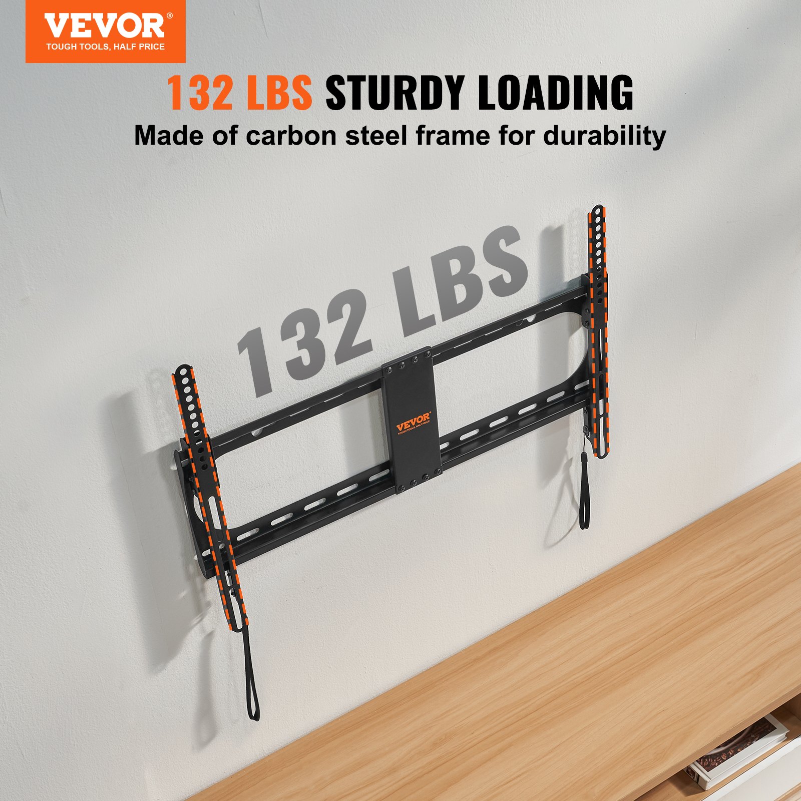 VEVOR Universal TV Wall Mount, Low Profile TV Mount Fits For Most 37-70 Inch TVs, Tilt Wall Mount TV Brackets, Max VESA 600x400mm, Holds Up To 132 Lbs