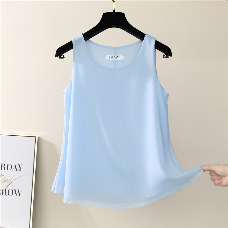 Chiffon Shirt Over Sleeveless Top