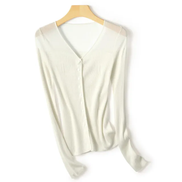 Deep V Neck Single Breasted Long Sleeved White - Shop at LoveMi