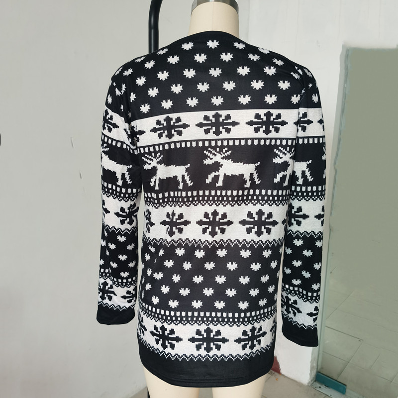 Title 6, Fashion Loose Bottoming Shirt Elk Snowflake Print