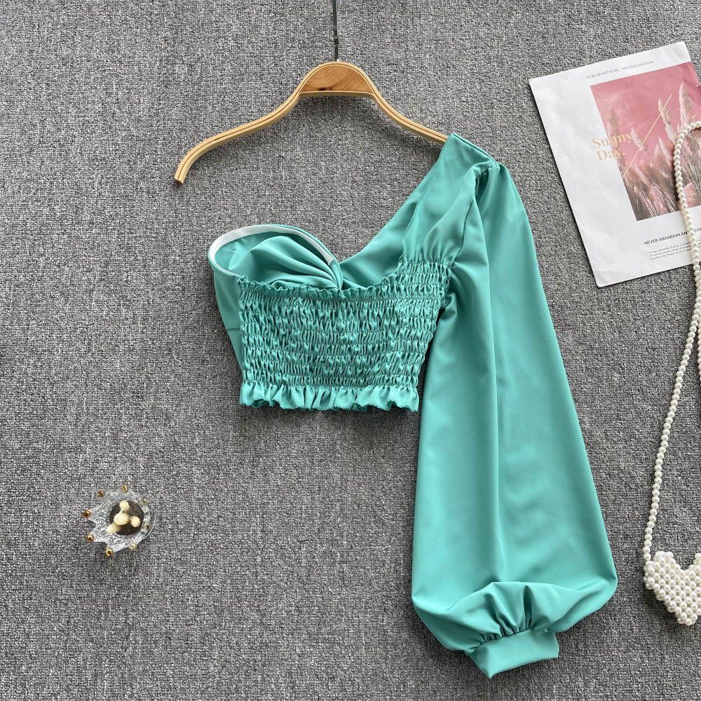 Women's One-shoulder Short Slanted Shoulder Top