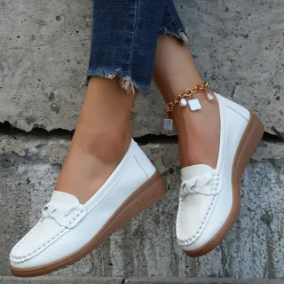 Women Flats Shoes Weave Design Soft Spring Summer Shoes - White