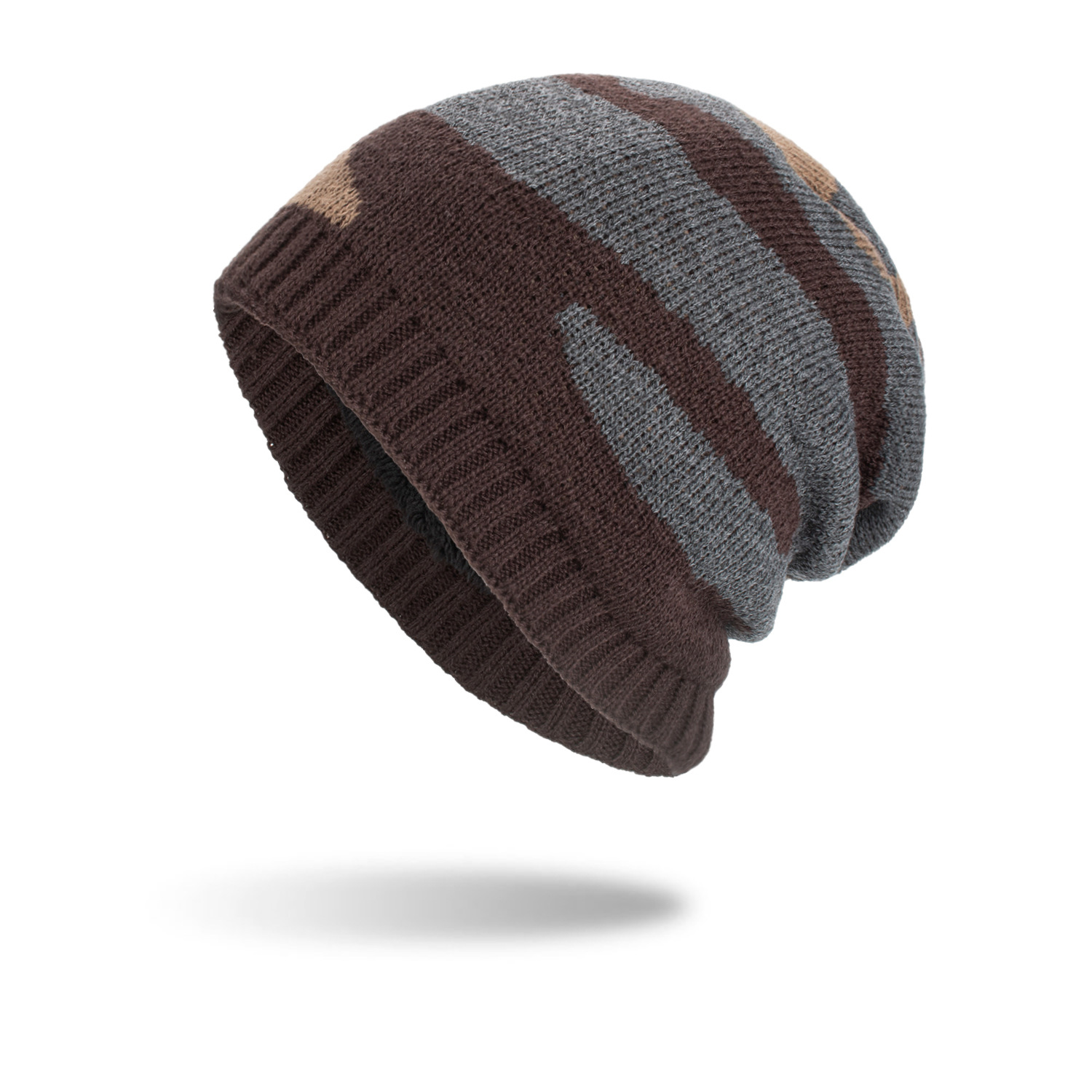 New Tricolor Striped Long Pullover Knit Beanie — foto 6
