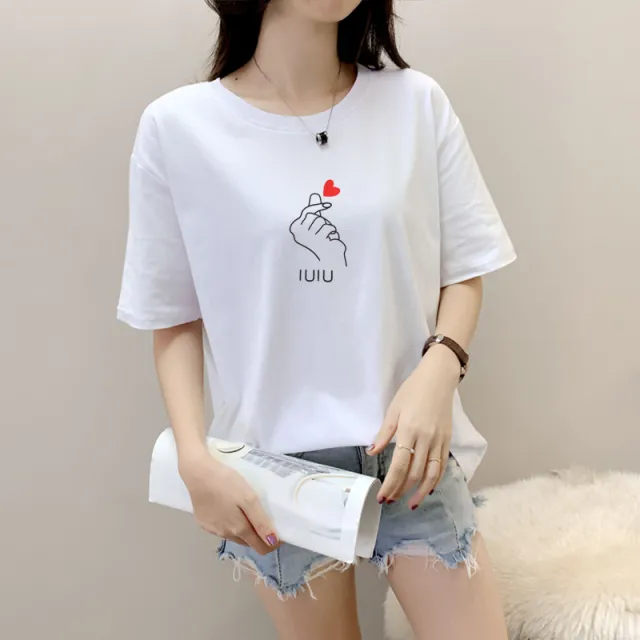 Women's Cotton Loose Round Neck Short Sleeve T shirt 20Style - Shop at LoveMi
