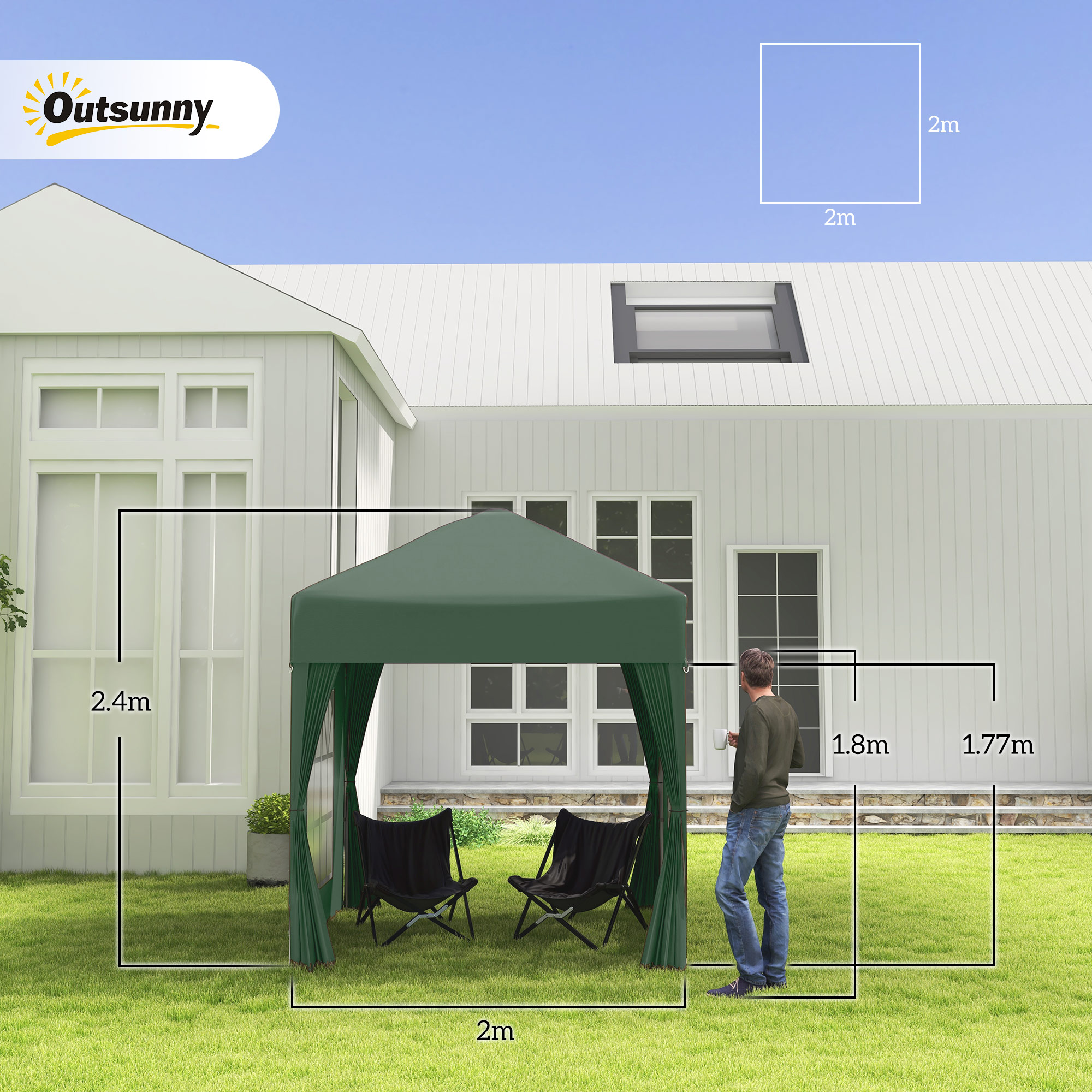 2 X 2-meter Garden Pop-up Pavilion, Wedding Party Tent, Waterproof Sunshade — image 4