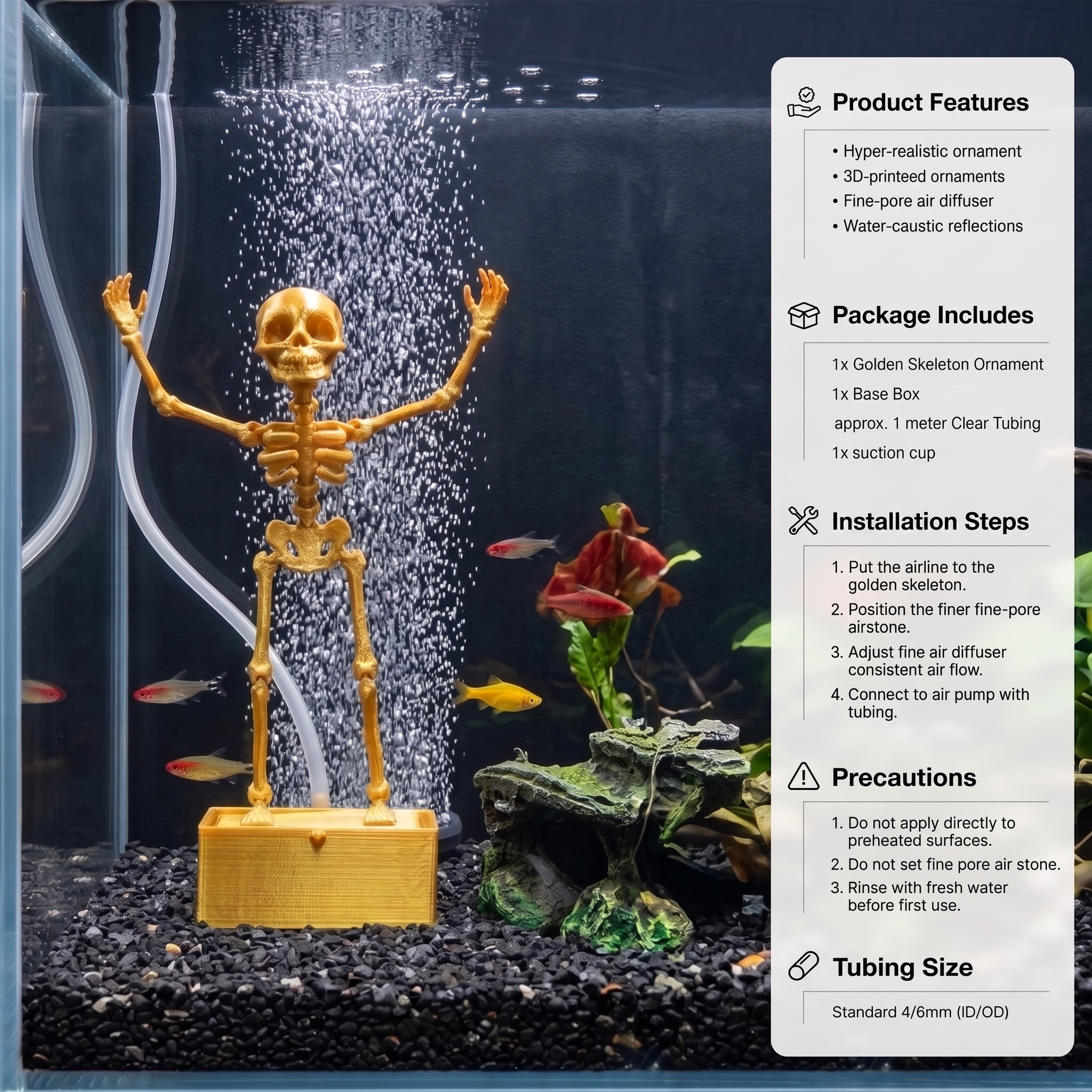 Aquarium Skeleton Dancer - Motion Air Action Bubbler Fish Tank Ornament With Flexible Joints