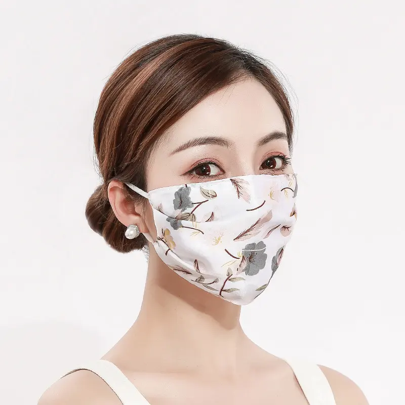 Cool Ladies Ice Silk Print Breathable Sunshade Mask
