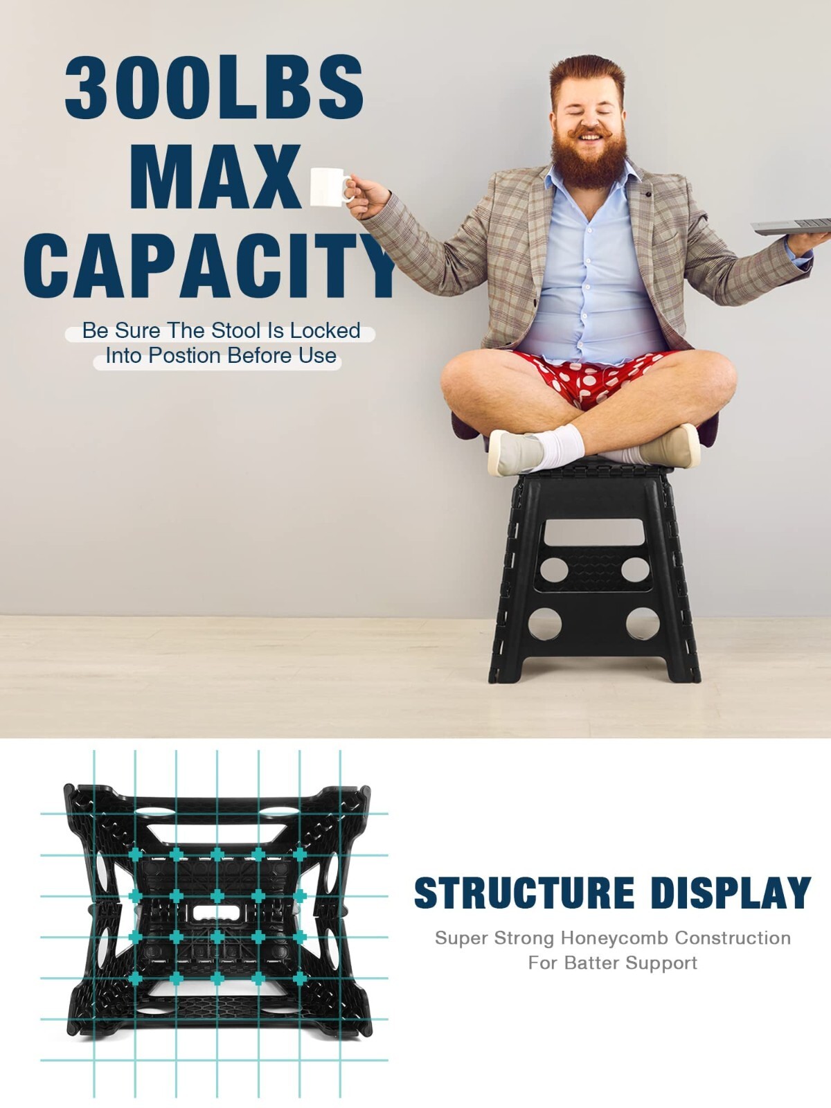 Large 150KG Folding Step Stool Multi Purpose Heavy Duty Home Kitchen Foldable 7