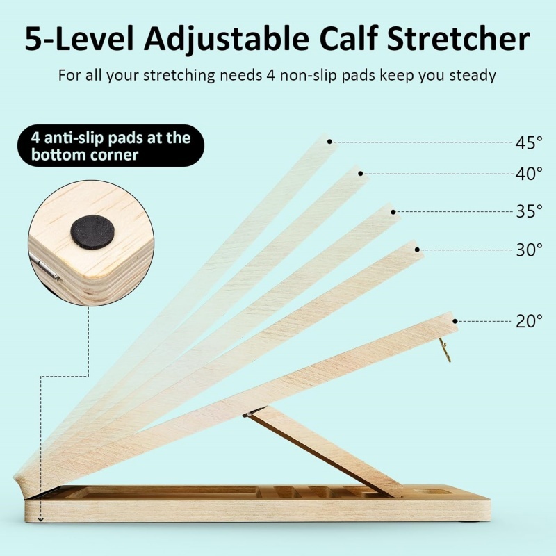 2-in-1 Adjustable Non-Slip Calf & Hamstring Stretcher For Heel Elevated Squat — image 6