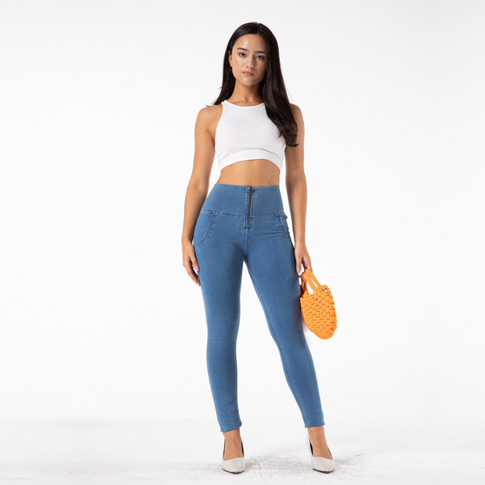 Women's Blue High-waisted Denim Trousers
