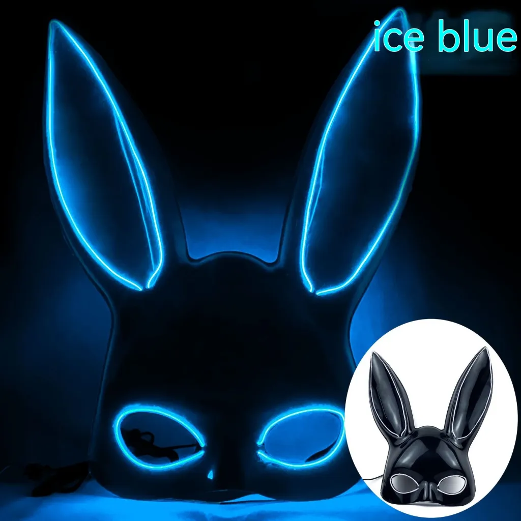 Christmas Ball Luminous Rabbit Mask - Ice Blue Black Bunny