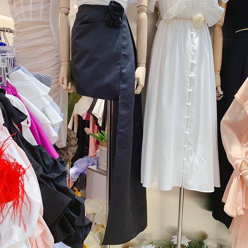 Solid Color Bag Hip Flower Streamer Skirt