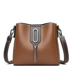 Women's Large-capacity Simple Commuter One-shoulder Messenger Bag - Brown - View 1