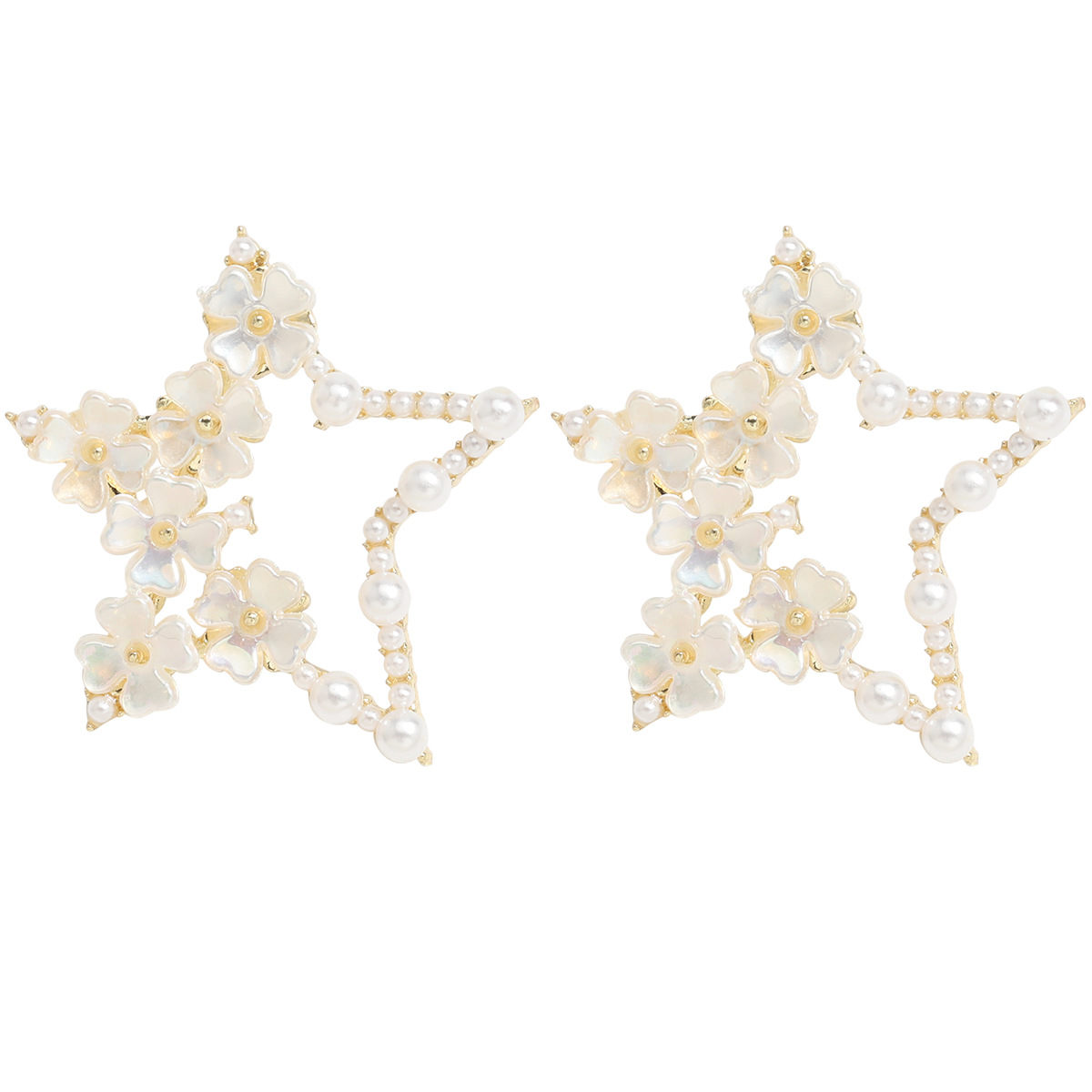 Korea Dongdaemun Simple Personality Alloy Inlaid Pearl Resin