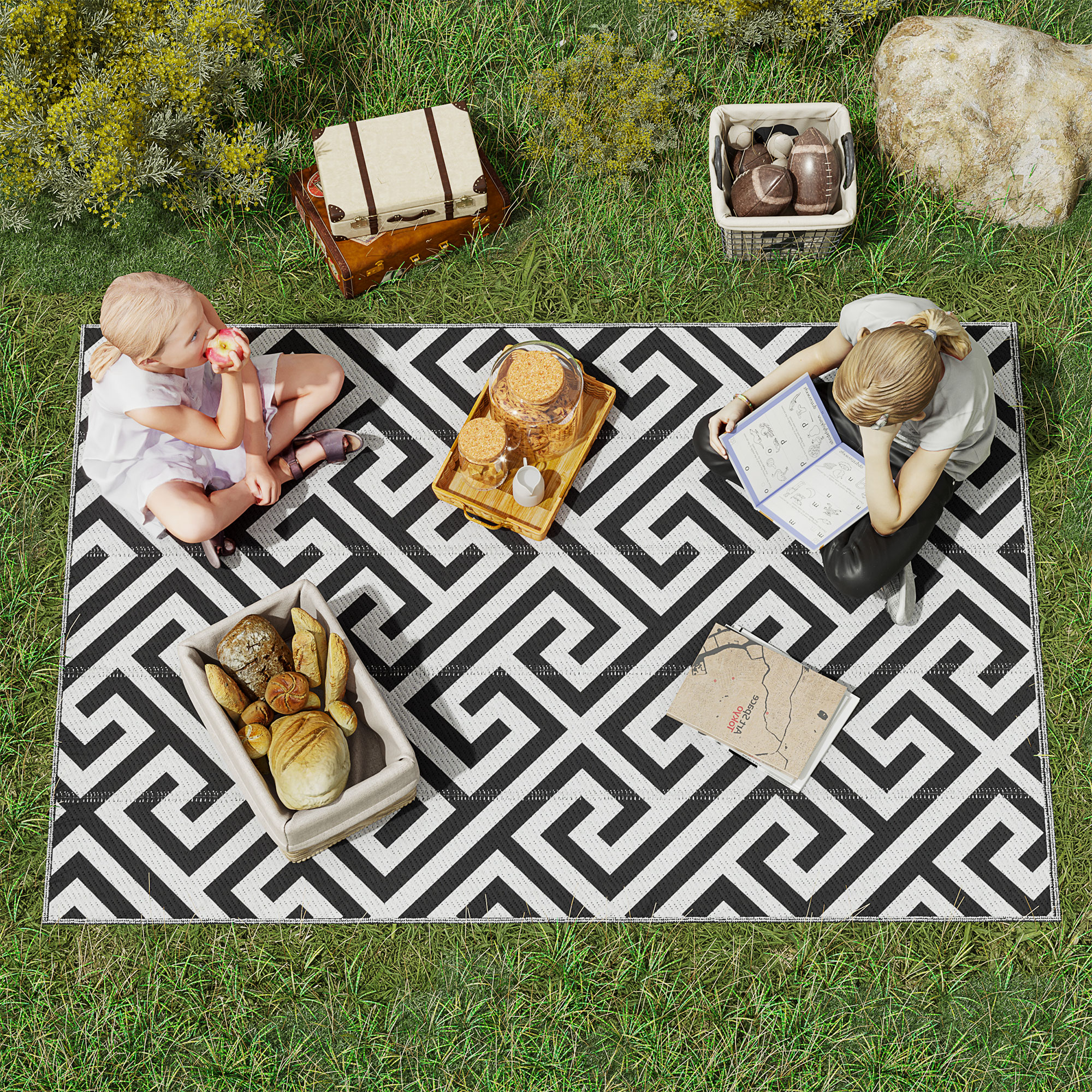Outdoor Double-sided Plastic Grass Mat, Portable RV Camping Suitable — image 11