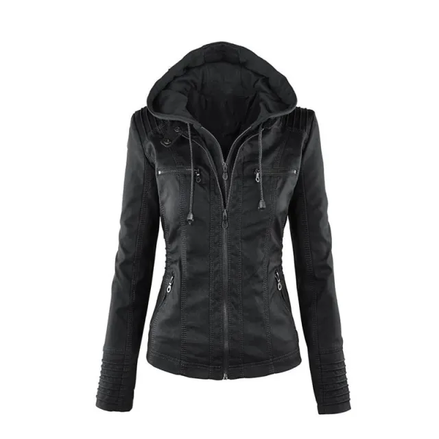 Women's Short Leather Pu Leather Jacket Black - Shop at LoveMi