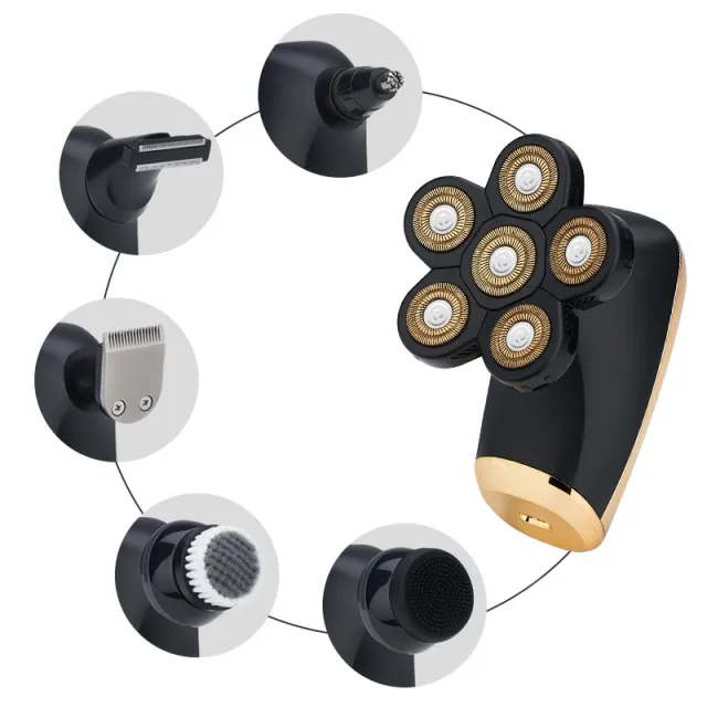 Six in one LCD Digital Display Washing Razor Black Gold Suit - Shop at LoveMi