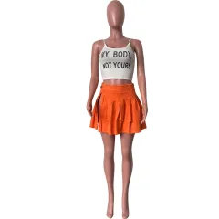 Ripped Tassel Street Denim Side Slit Skirt - Orange - View 1