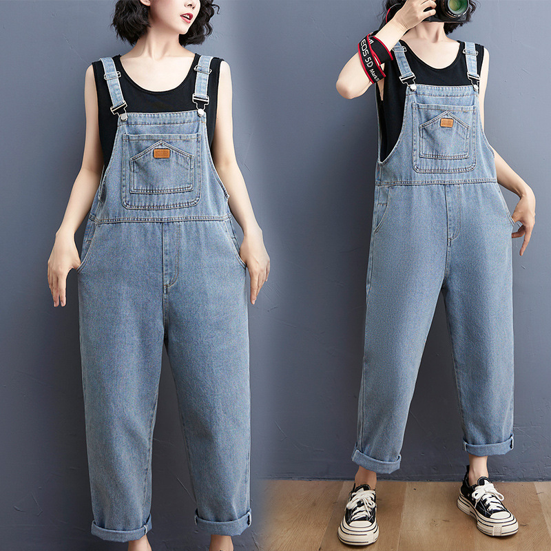 Women's Real Wash Washed Denim Overalls