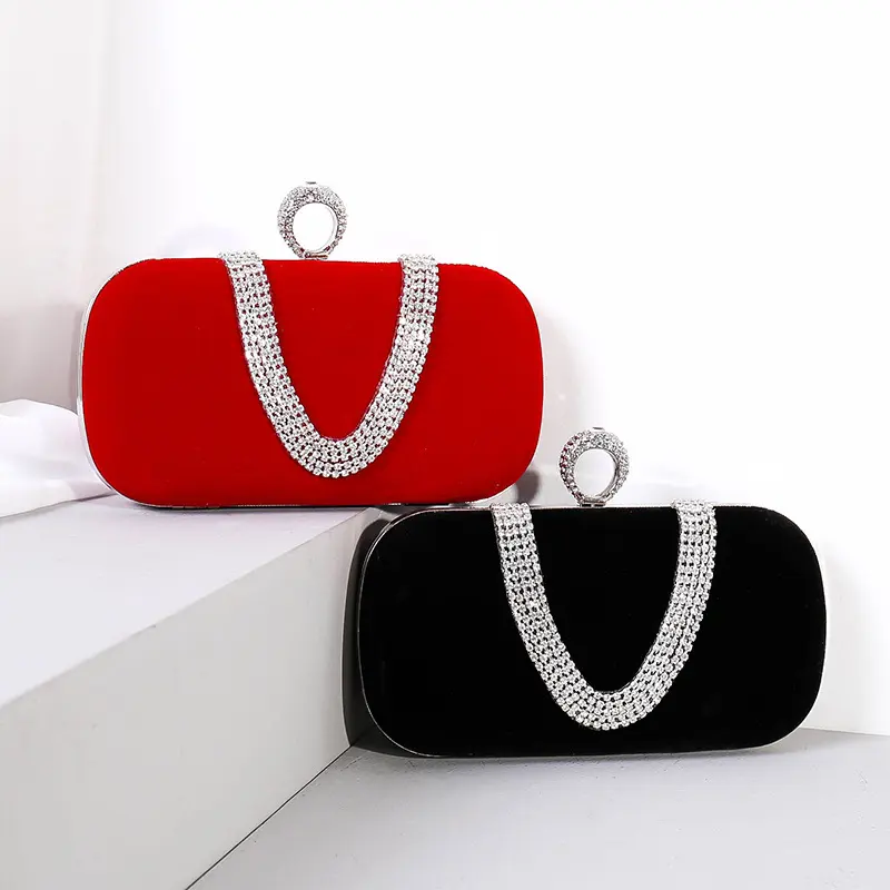 Diamond Evening Bag Velvet Clutch Bridal Dress Bag Ladies
