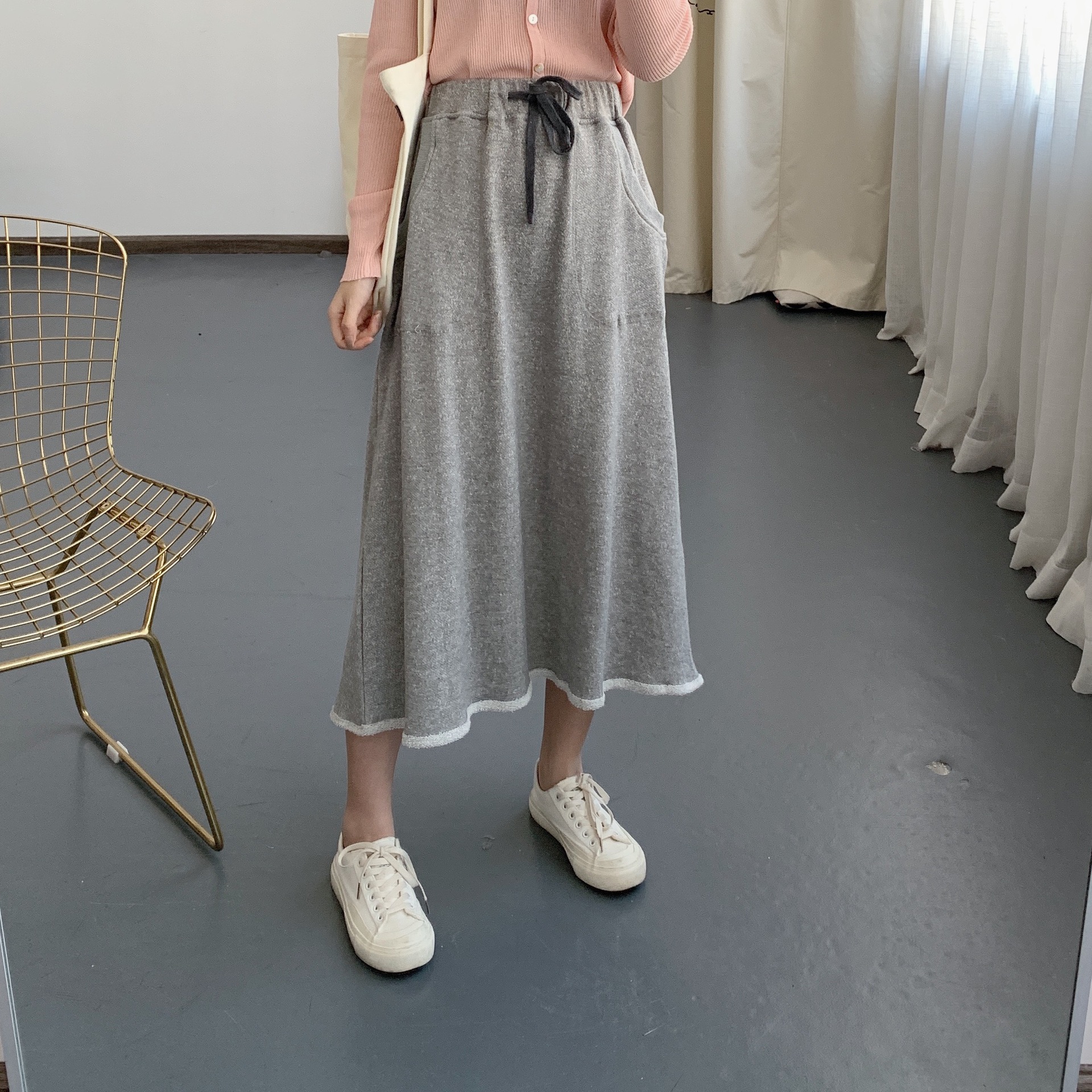 Title 2, Elastic Drawstring Two-pocket Terry Knit Skirt ...