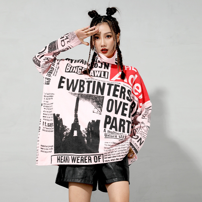 Women's New Style Knitted Sweater Letter Printing Slim Plus Size Sweater