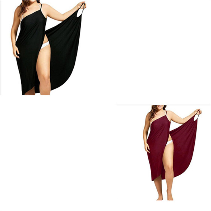 Stitching Solid Color  Beach Dress Suspender One-piece Skirt