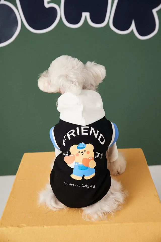 Fashion Stitching Contrast Color Fake Two piece Pet Sweater Black - Shop at LoveMi