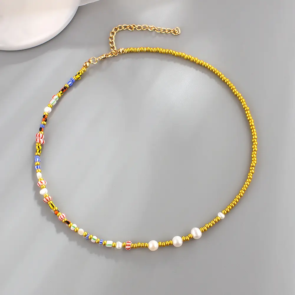 Fashion Rice Bead Necklace Chain Wave
